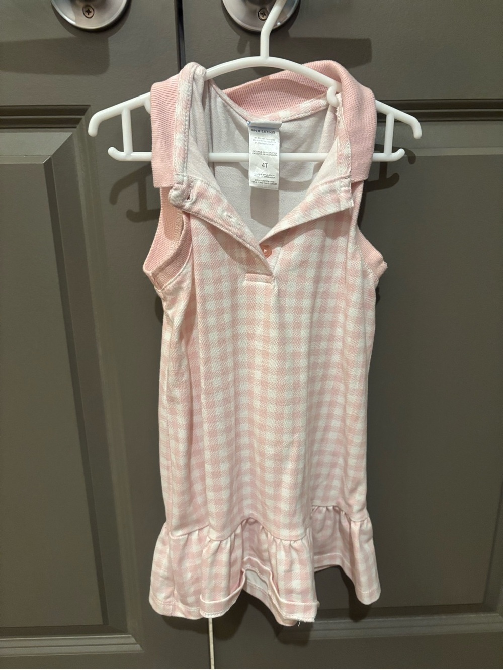 Draper James Girls' Pink and White Gingham Sleeveless Polo Dress